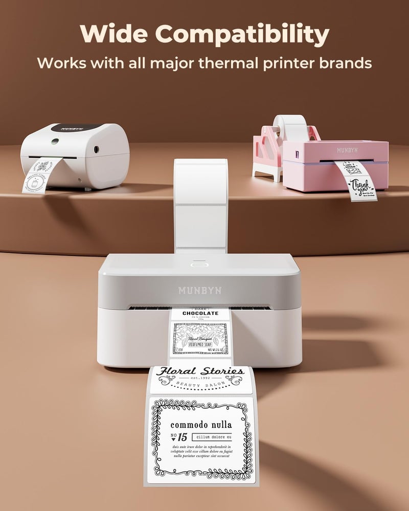 MUNBYN 2"x2" Square Thermal Labels, Compatible with Multiple Thermal Printers, Strong Adhesive, White Address Labels for Barcode, 750 Sheets/Roll - Image 3